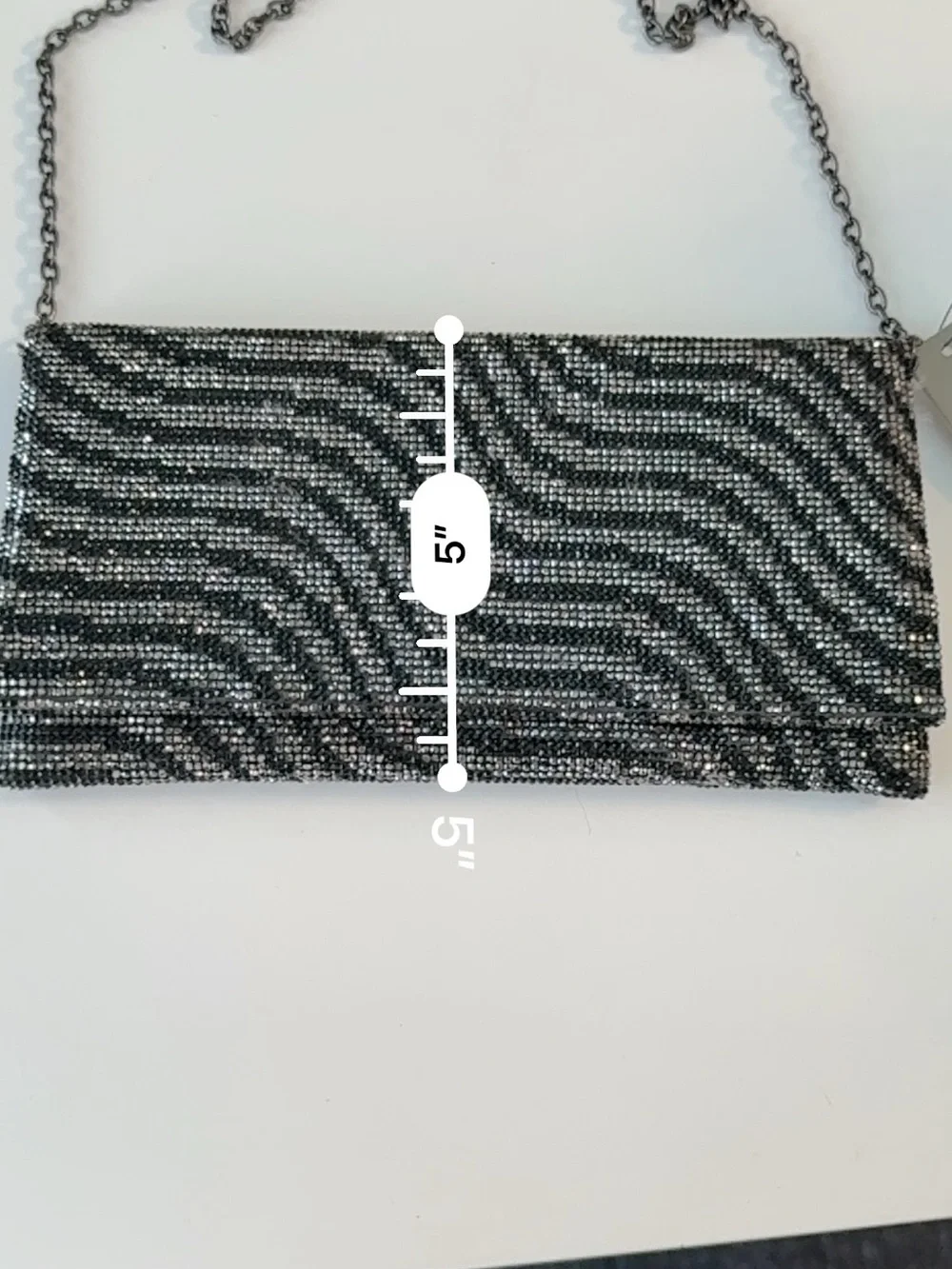 Sondra Roberts Black and Silver Beaded Fold-Over Clutch